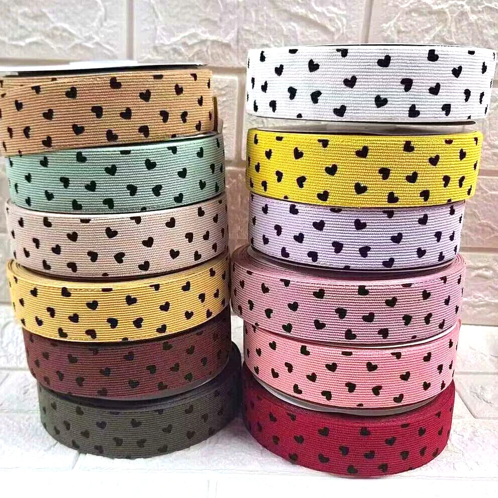38mm Colorful Polka Dot Hearts Corduroy Fabric Ribbon 25 Yards/Roll for DIY Bows Gift Wrapping Sewing Craft Custom Print Welcome