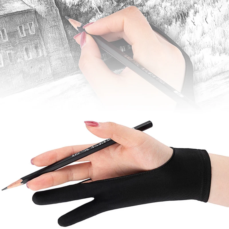 قفازات رسم يدوية مضادة لللمس بإصبعين للكمبيوتر اللوحي شاشة لوحة رقمية تعمل باللمس رسم مضاد للحشف مستلزمات فنية للرسم الزيتي