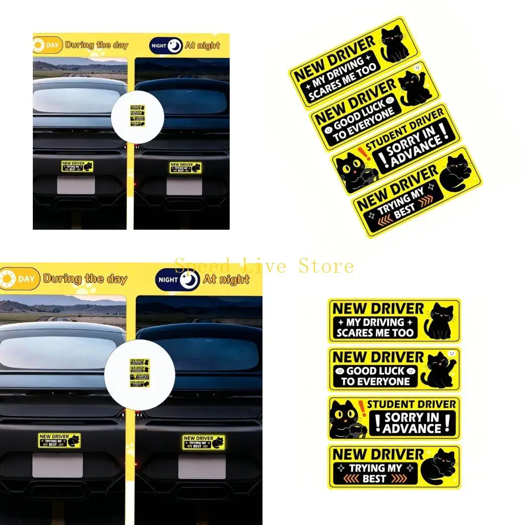 547C Quick Detach Adhesive Reflective Decal For Novice Driver