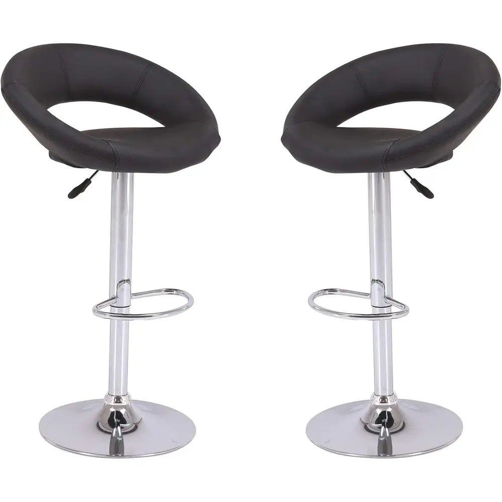 

Adjustable Height Swivel Bar Stools with Footrests, Set of 2, Black