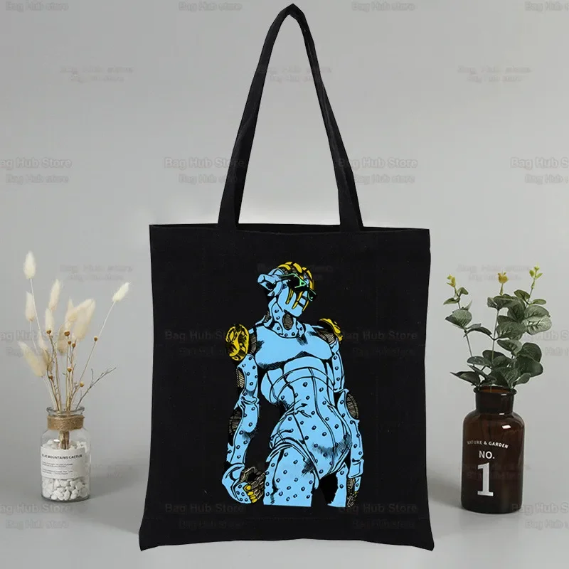 Jolyne Cujoh Black Graphic Canvas Jojo Bizarre Adventure Shoulder Bag Female Harajuku Funny Eco Stone Ocean Shopper Bag