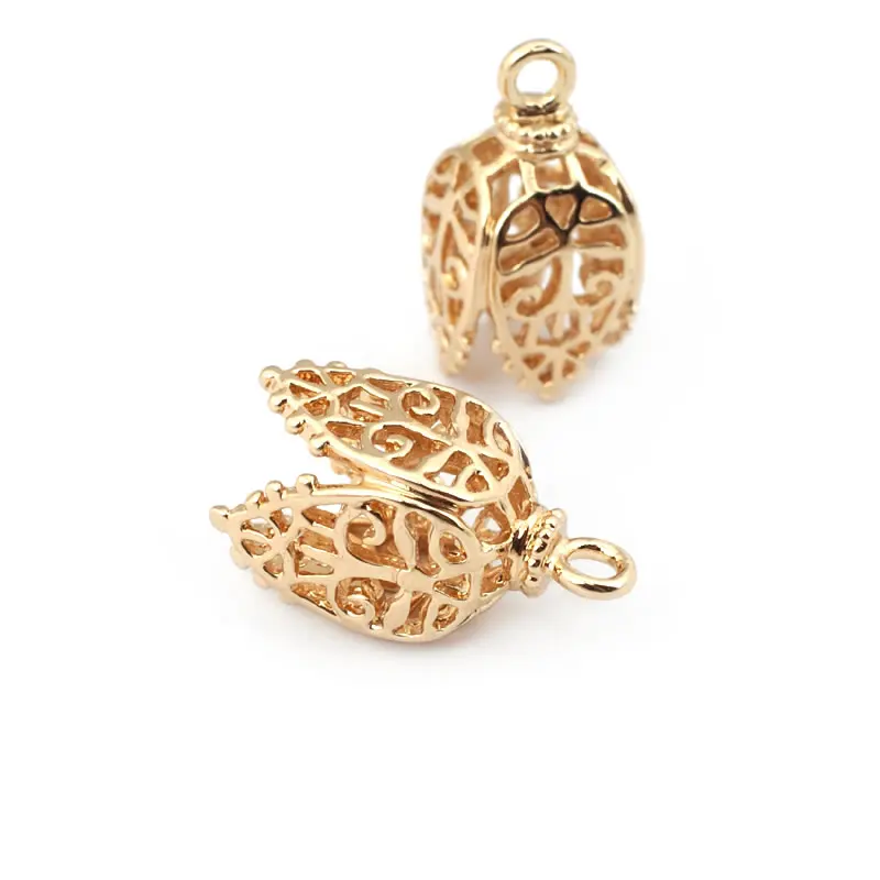 6PCS 15x10MM 21x11MM 18K Gold Color Brass Bead Caps Tassel Caps Diy Jewelry Findings Earrings Accessories Wholesale