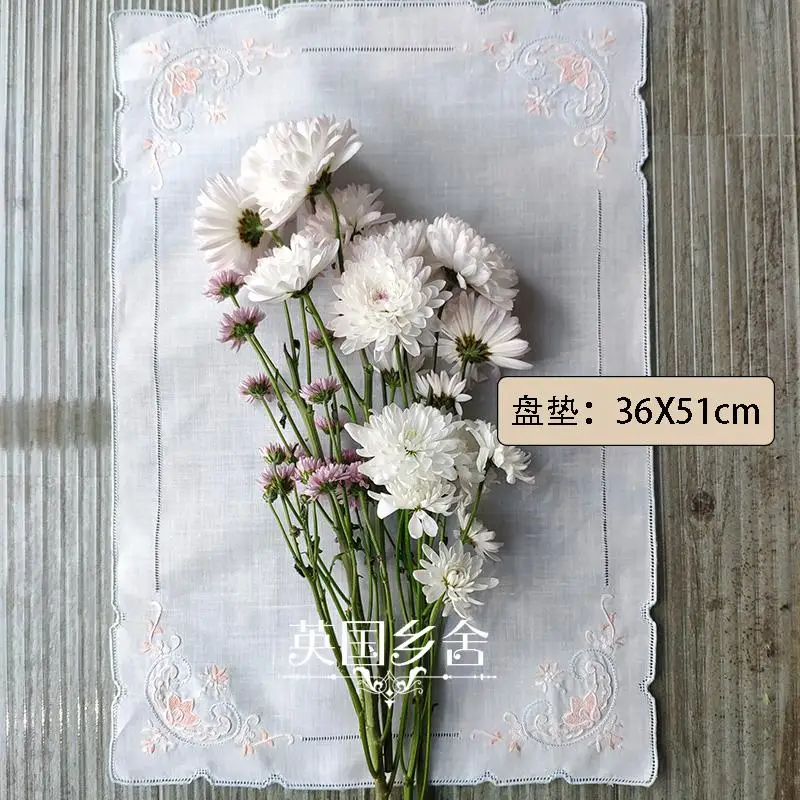 Tovagliolo tovaglietta ricamato a mano in puro lino squisito 2 pezzi/set Fazzoletto da ristorante di fascia alta per esportazione del commercio estero