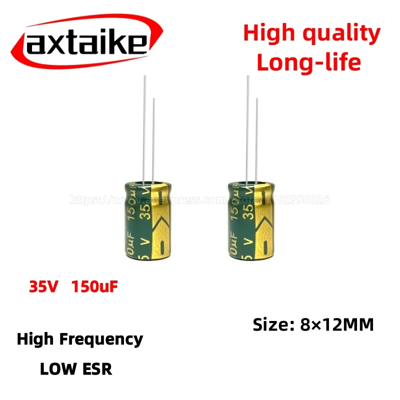 

20PCS 35V150uF Aluminum Capacitor, High Frequency Low ESR 105°C Radial for Power Supply Long-life 8×12MM