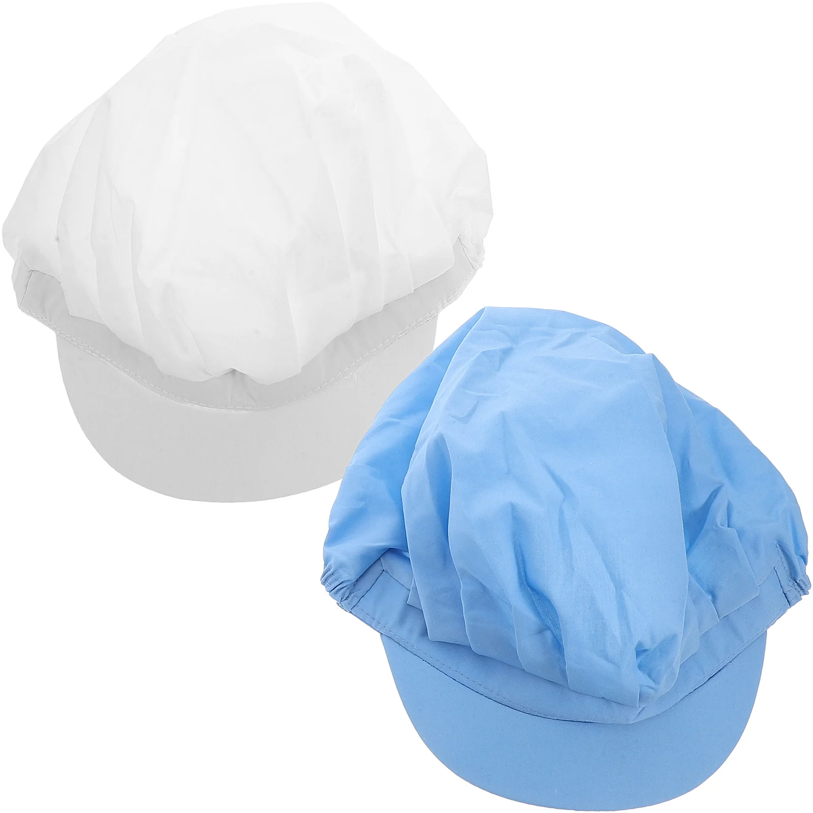 หมวกเชฟ 2 ชิ้น หมวกทำอาหารสำหรับร้านอาหาร งานจัดเลี้ยง ป้องกันฝุ่น ผ้าโพลีเอสเตอร์ผสมคอตตอน หมวกทำงาน ยืดหยุ่นได้ เหมาะสำหรับทุกเพศ