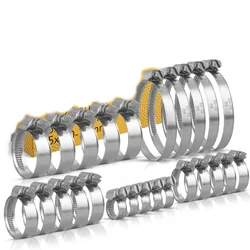 25pcs Metal Hose Pipe Clamps 16mm-70mm Cross German Hose Clamp Clips for Air Hose Water Pipe Fuel Hose 5 Sizes