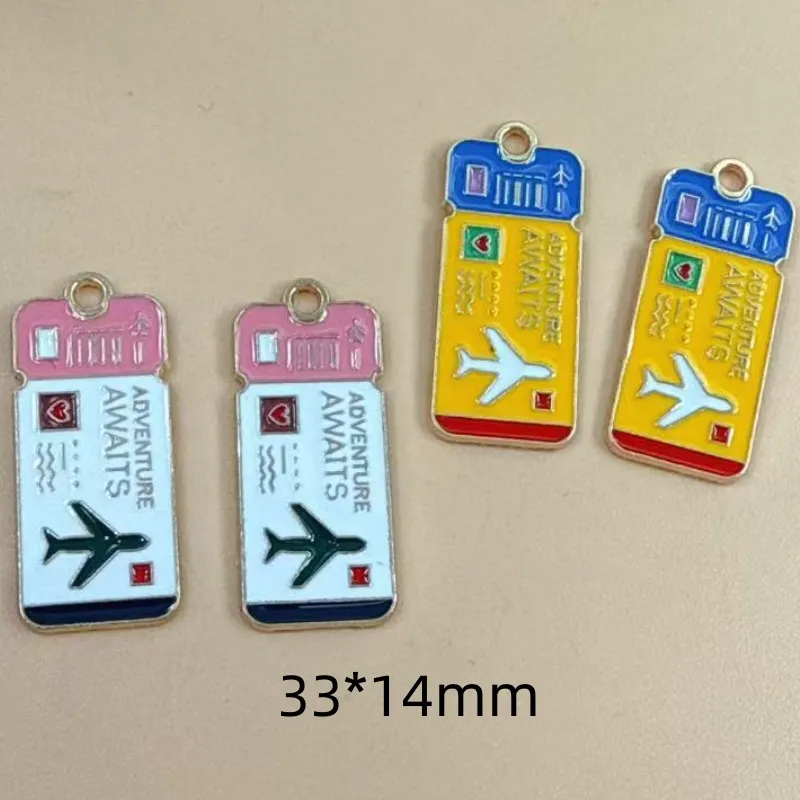 10pcs airplane ticket Charm for Jewelry Making Necklace Bracelet Keychain Pendant Diy Craft Accessories Alloy Metal Gold Plated