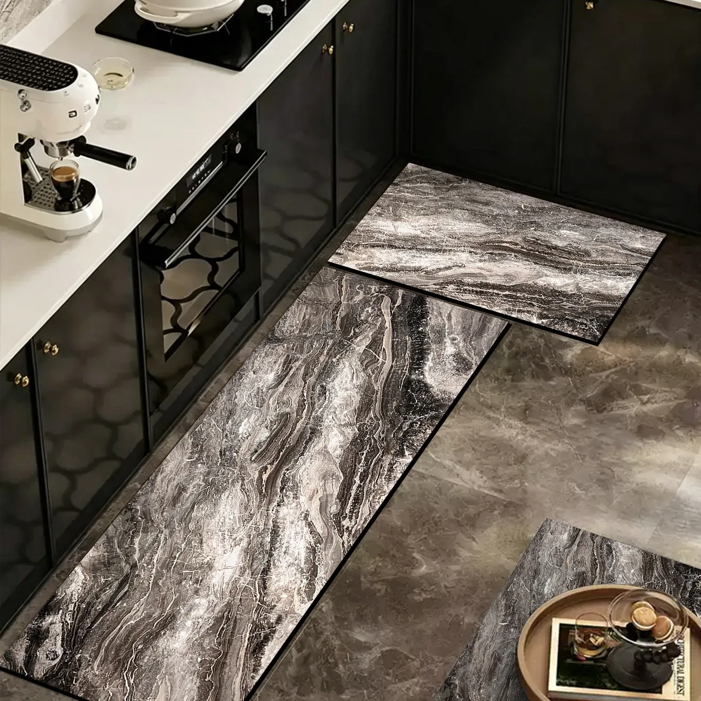 Kitchen Floor Mats Oil-proof Stain-proof Impermeable Rugs Non-slip Mat Imitation Marble Texture Carpet Home Decoration 주방매트 바닥매트