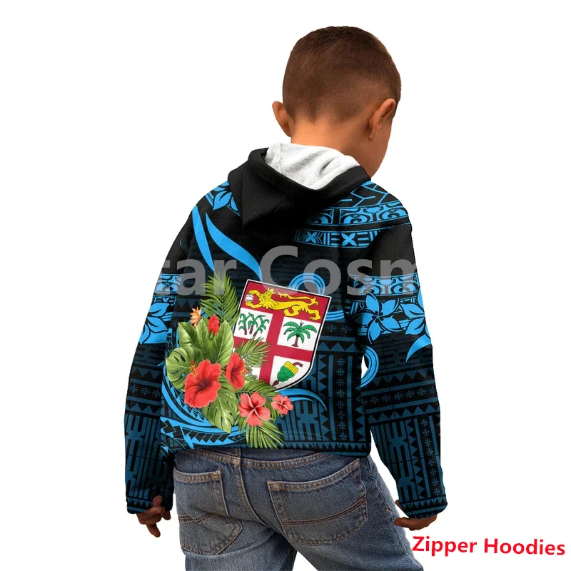 Sudadera con capucha personalizada para niño y niña, chaqueta con cremallera impresa en 3d, estilo Tribal polinesiano, para el día de la suscripción de manuaa, samoana americana