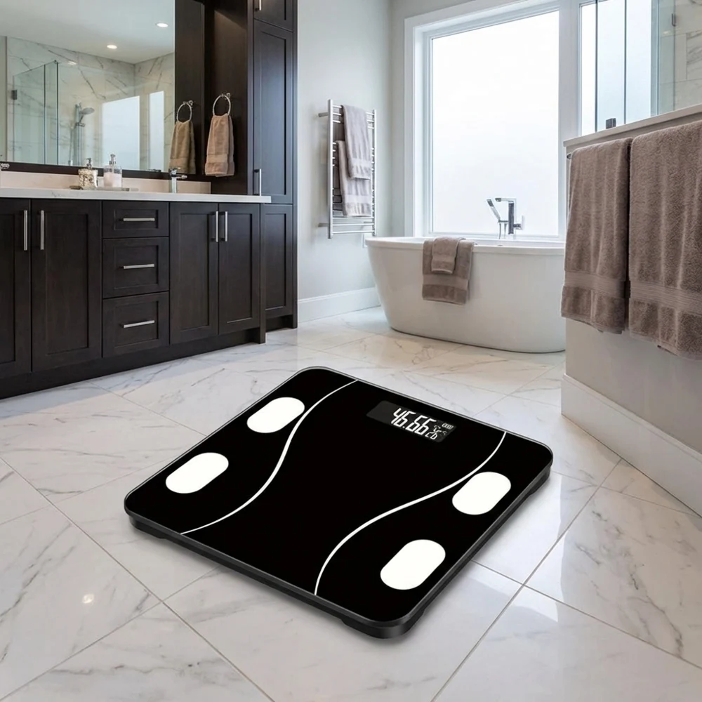 Digitale Bluetooth-Körperfettwaage Hochpräzise LCD-Anzeige Badezimmerwaage Batteriebetriebene Intelligente Waage mit Mehrfachfunktionen