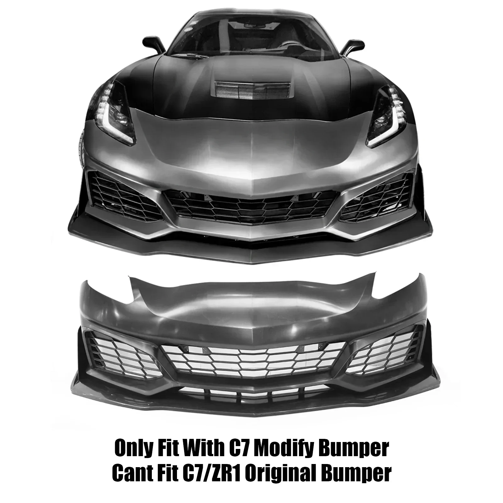 ZR1 Style Car Front Bumper Lip For Chevrolet Corvette C7 Modify Bumper 2014-2019 Splitter Spoiler Carbon Fiber Style Matte Black