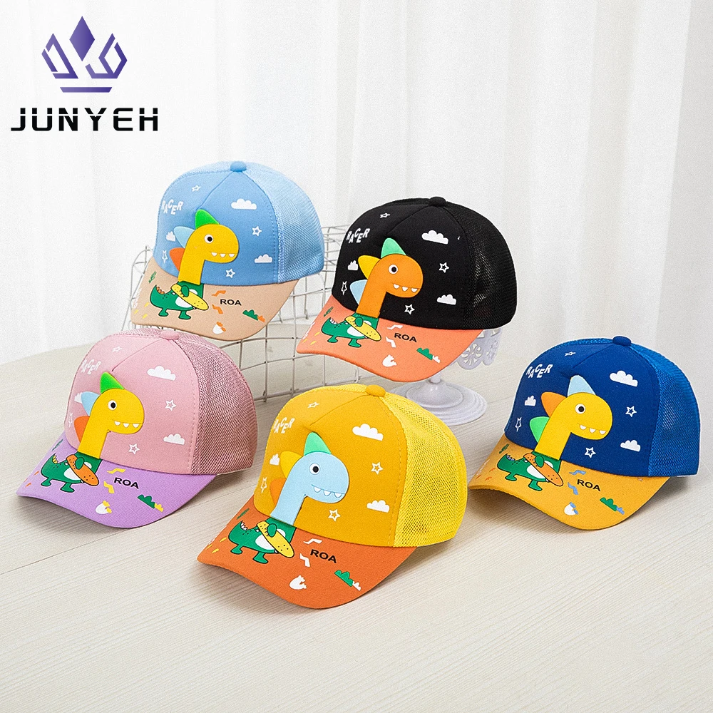 

Cartoon Dinosaur Baseball Cap Adjustable Summer Mesh Sun Hat Breathable Baby Boy Peaked Cap For Kids 2-6 Years