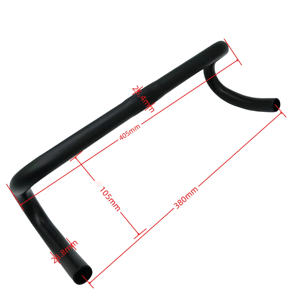 Road Bike Handlebar Racing Handlebar 25.4mm Width 380mm Fixed Gear Bicycle Handlebar Black/Silver Aluminum Alloy Bike Accessorie