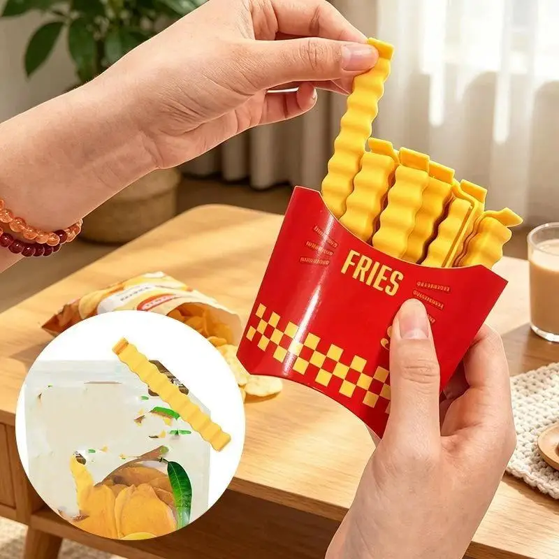 1 Set Reusable Fries Shape Food Bag Clips Cute Airtight Sealer Kitchen Snack Fresh Keeping Tool