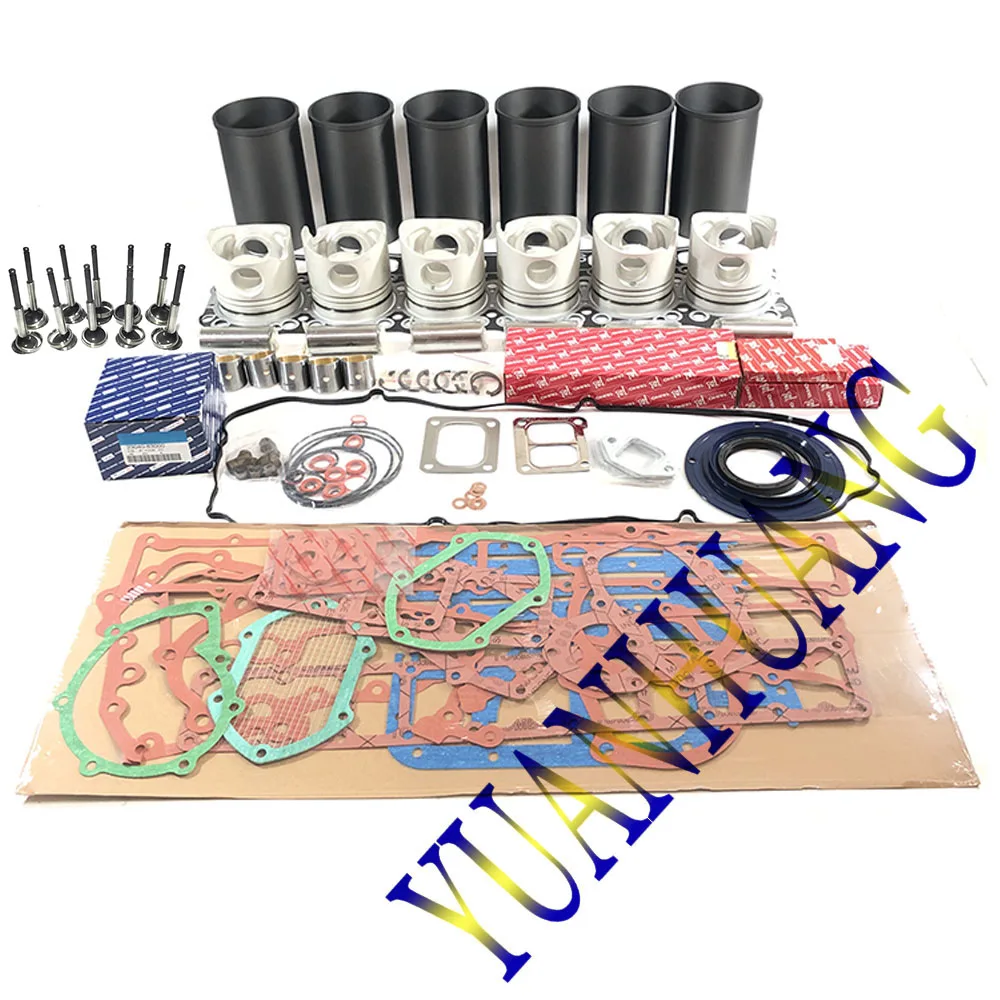 6D107 QSB6.7 SA6D107E Engine Rebuild Kit Overhual Repair Gasket With Valve & Seat For Komatsu  Excavator Tractor Diesel Engine