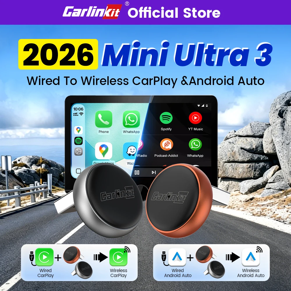 Mini Ultra CarlinKit 5.0 Wireless CarPlay Adapter Smart Android Auto Box For Cars Plug and Play WiFi Bluetooth Auto Connection