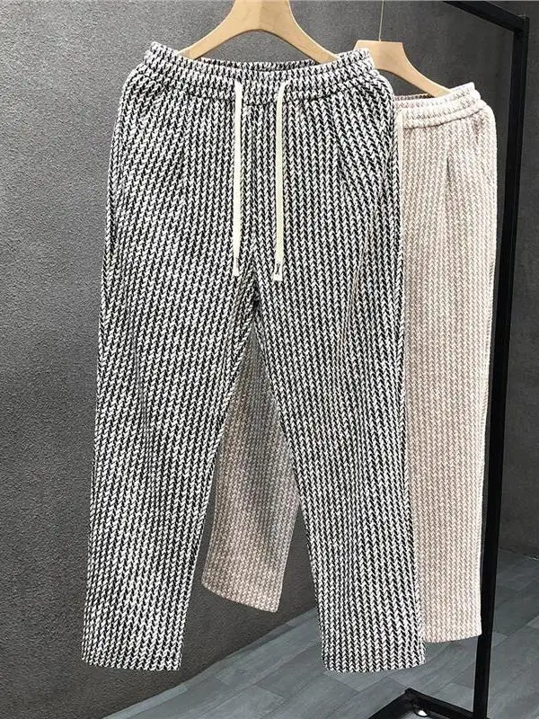 

Модные мужские повседневные брюки прямого кроя в полоску, весна 2026, новинка, стильный бренд, свободный крой, полиэстер