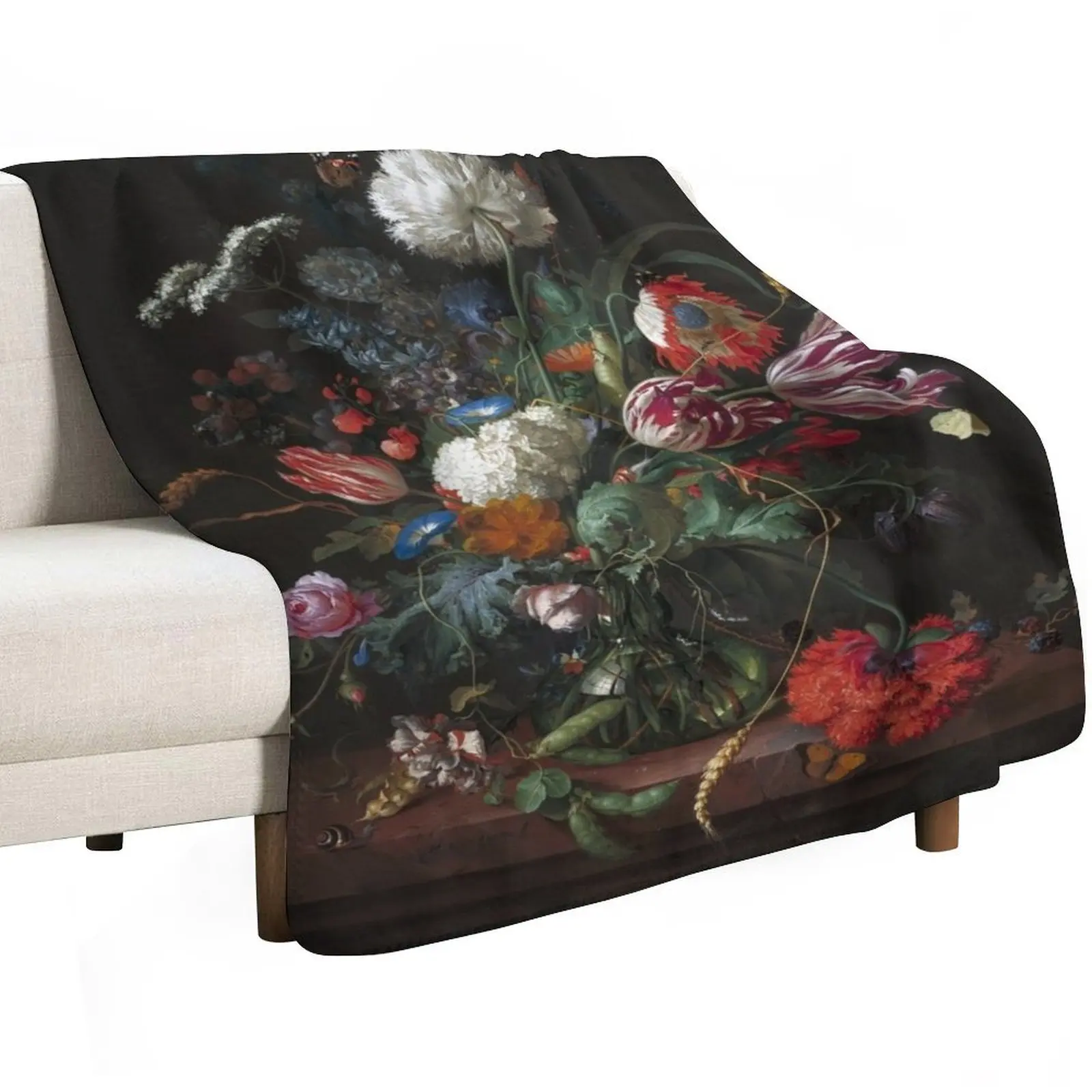 Vase of Flowers by Jan Davidsz de Heem, Dutch, 1660 Throw Blanket Sofa Quilt Cute Thins Retros Flannels christmas gifts Blankets