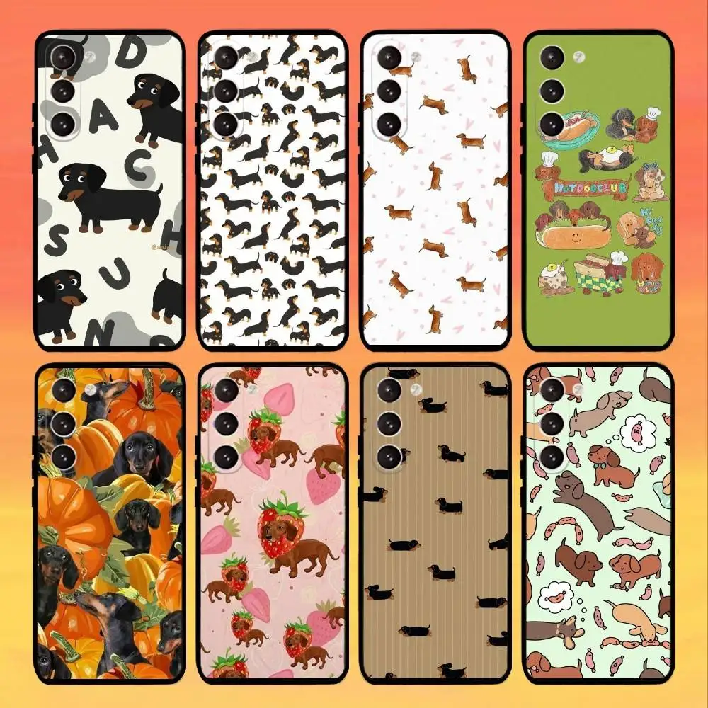 

Cartoon Cute Dachshund Phone Case For Samsung Galaxy A73,A72,A71,A70,A53,A52,A51,Others Soft Black Cover