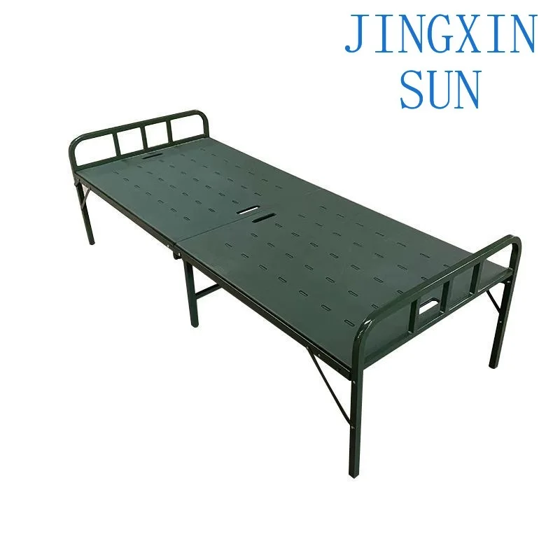 Steel-plastic folding bed Construction site bed Portable belt nap Field single camp Multifunctional