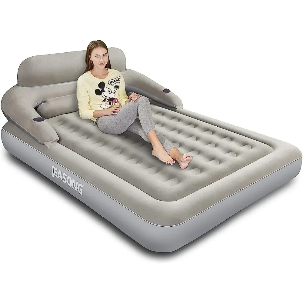 

Queen with Headboard, Fast Inflation/Deflation Inflatable Airbed, 9 Inches High Blow Up Bed with Comfortable Flocked Top