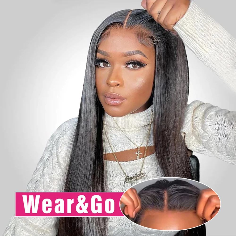 Wear Go Glueless Wig Straight Lace Front Human Hair Wigs 13x6 HD Lace Frontal Wig Human Hair Glueless 6x4 HD Lace Closure Wigs