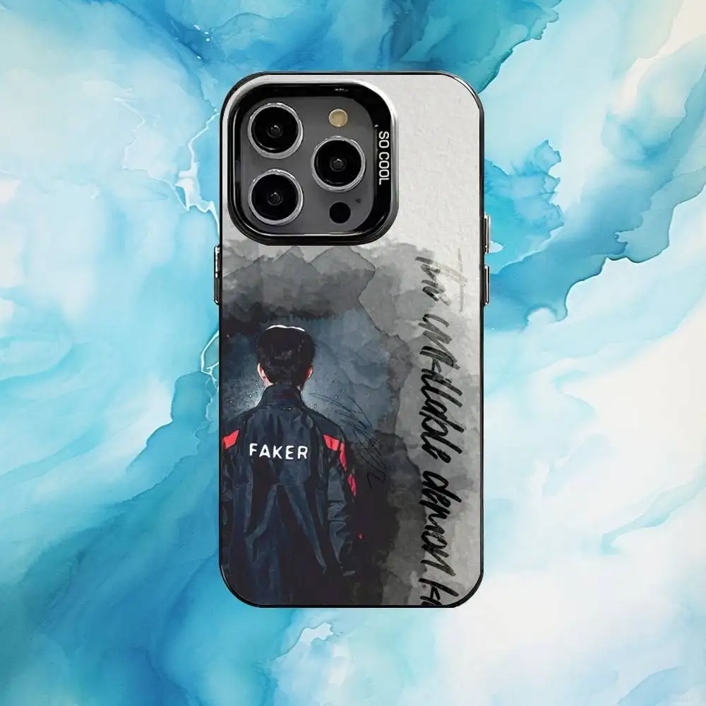 SKT T1 Faker L-LOL funda de teléfono para iPhone17,16,15,14,13,12,11 Plus,Pro Max negro caramelo mate cubierta a prueba de golpes