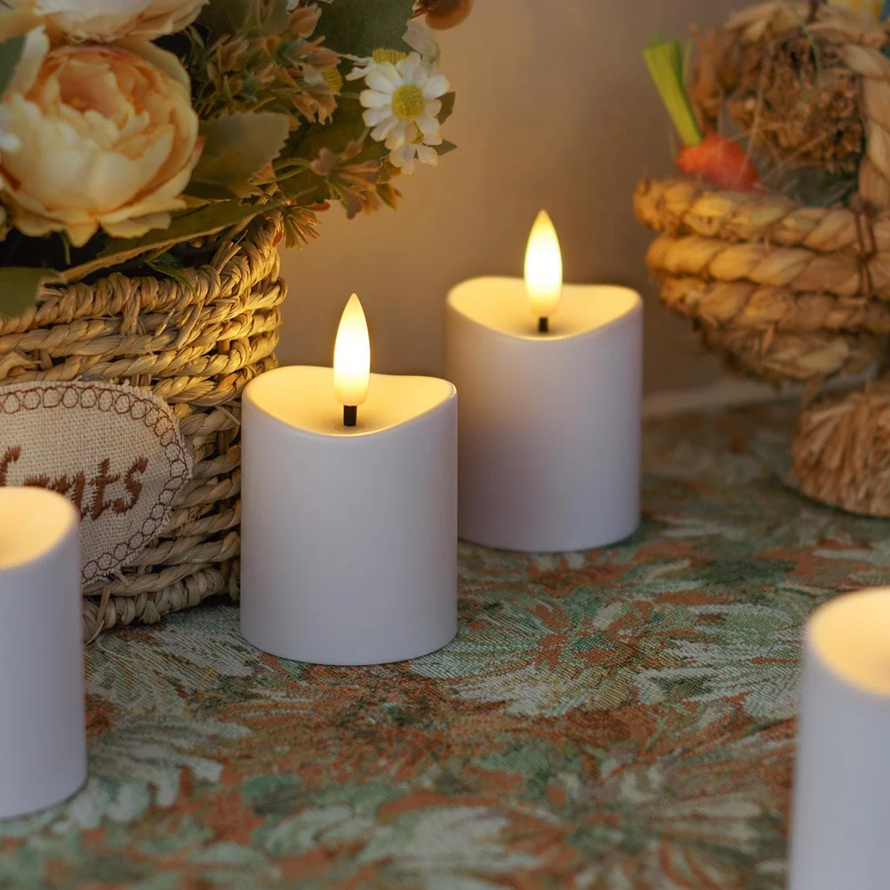 LED Candles, Flickering Flameless Candles,Rechargeable Candle, Real Wax Candles with Remote Control, White