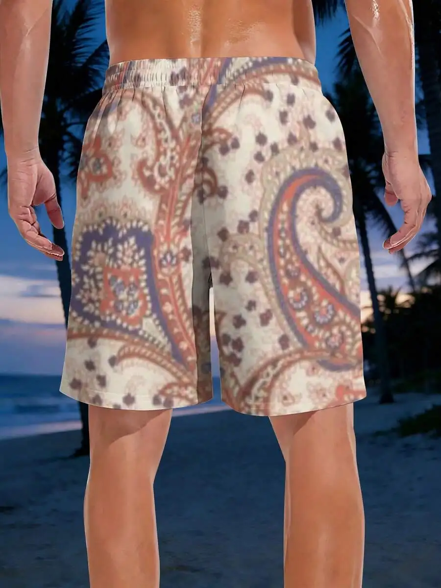 

Mens Paisley Pattern Beach Trunks Summer Vacation Swim Shorts