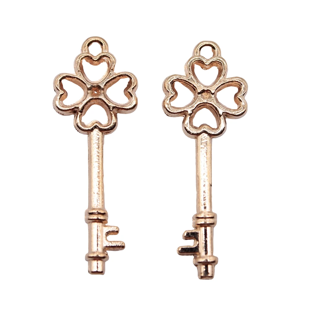 WYSIWYG 20pcs 25x9mm 3 Colors Small Lucky Clover Key Charms Findings DIY Accessories For Jewelry Making