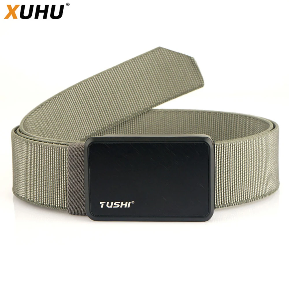 XUHU Elastic Jeans Belt For Men Metal Buckle Training Working Tactical Belt Comfortable High Quality Male Belt Waistband Men's