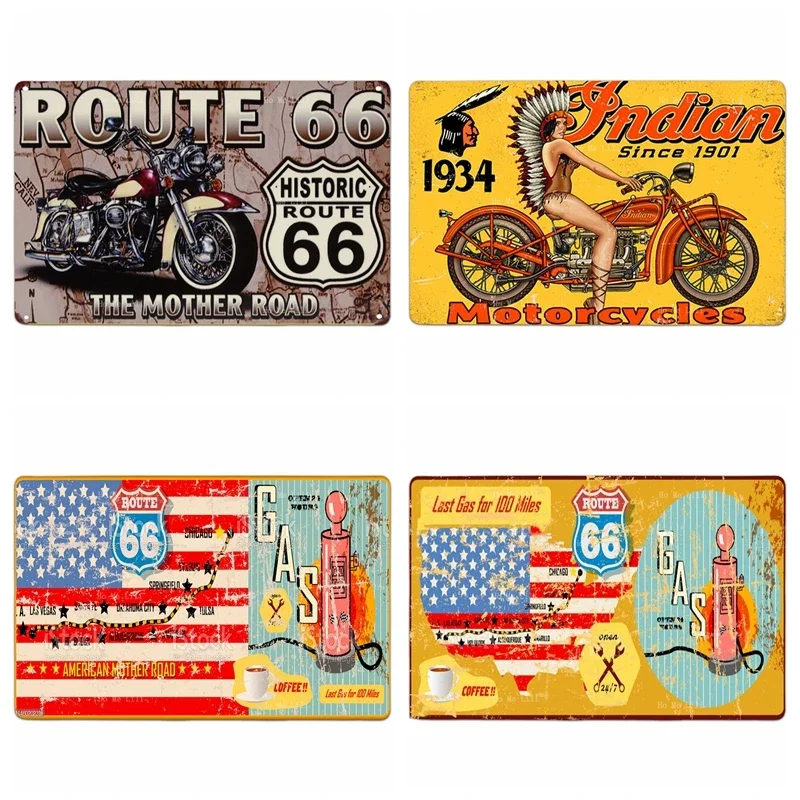 Grungy Vintage rota 66 benzin istasyonu işareti ve yol haritası yenilik Metal plaka Pin Up kız flanel zemin kilim Ho Me Lili tarafından