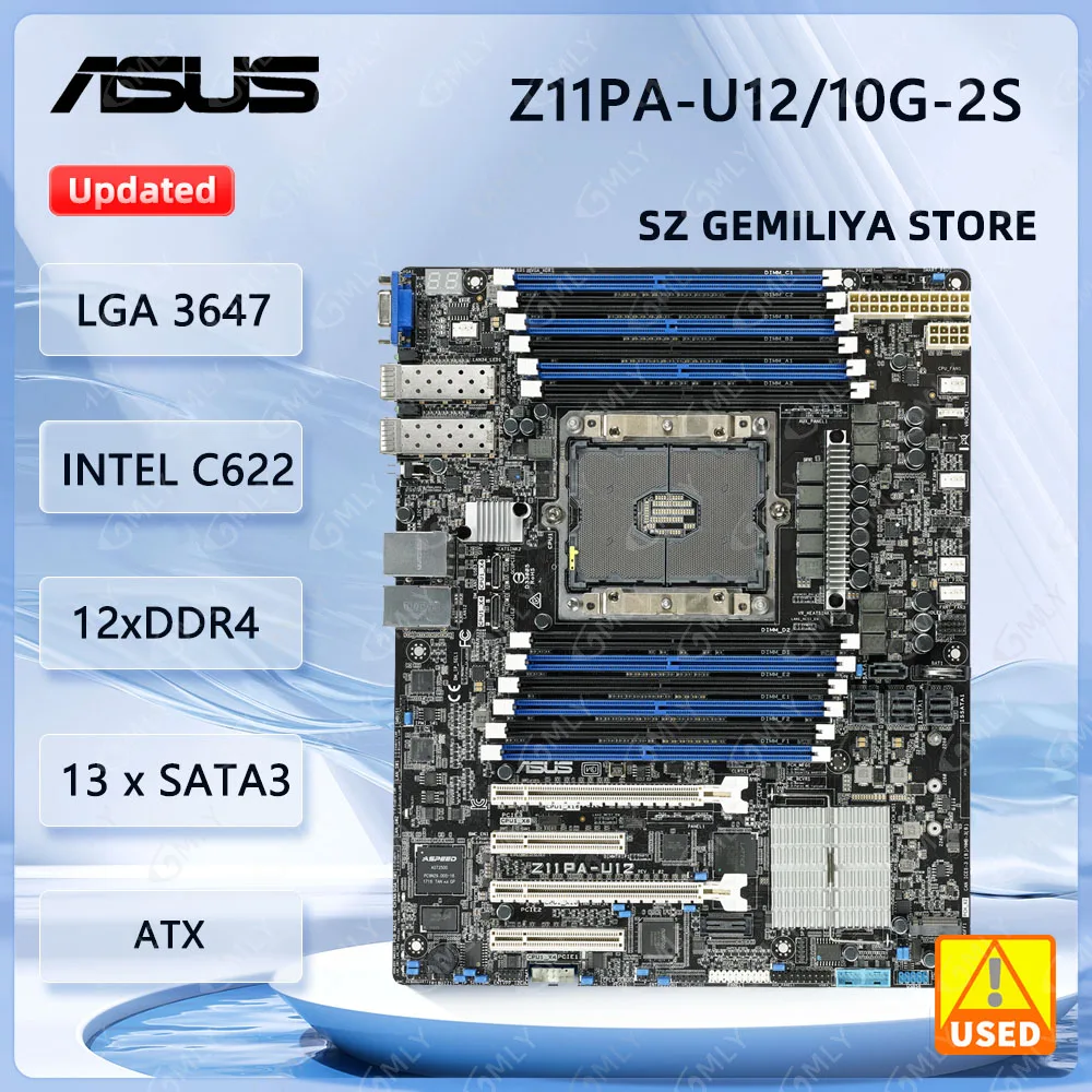 

ASUS Z11PA-U12/10G-2S Workstation Motherboard Intel C621 LGA 3647 DDR4 128GB support Xeon Gold 3206R 5122 6130 6146 6226R cpu