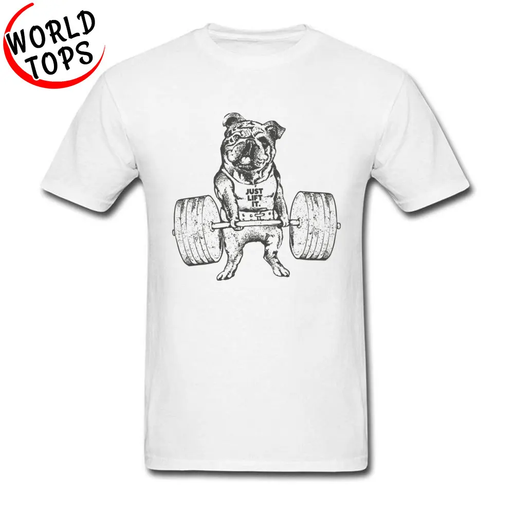 Crazy T Shirt 100% Cotton Male Tshirt ENGLISH BULLDOG Plain Design Crew Neck Cool Funny T Shirts Strong Weighter