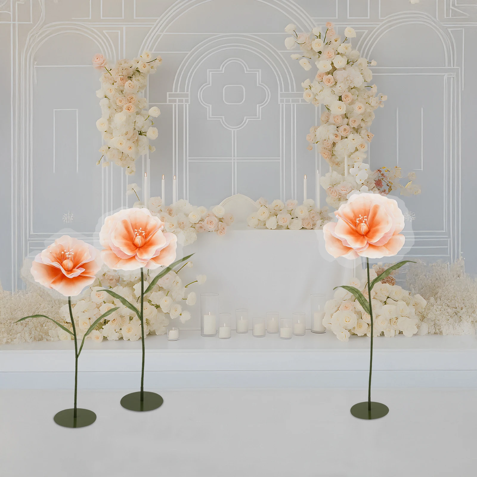 

3pcs Set, Artificial Flowers, Artificial Flower, Fake Flower, Green Base, Road Lead Flowers for Wedding, Stage Decoration