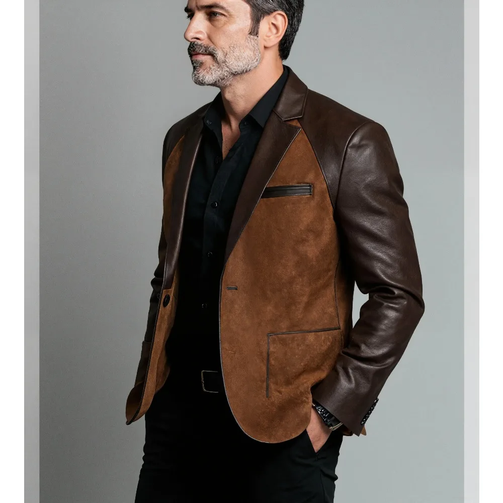 

Men's Casual Suit Jacket Fashionable Patchwork Design Long Sleeve Lapel Fashionable Daily Office Street Loose Suit Jacket