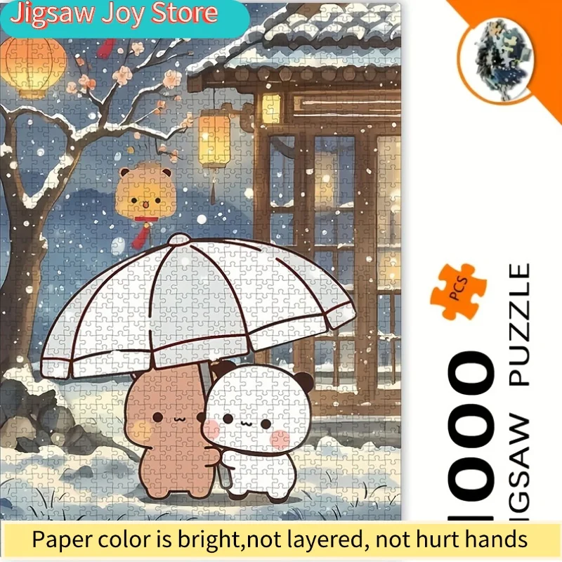 [2026 New Product] Puzzle Featuring Bubu And Dudu Bears in a Winter Snow Scene - Charming Couple Bears with Japanese Lanterns,