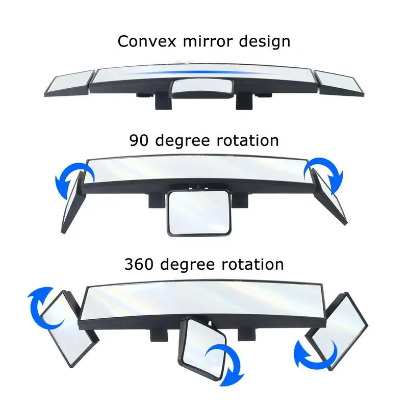 Adjustable Wide-view Rearview Mirror In The Car Wide Angle Panoramic Assisting Interior Clip On Convex Rear View Mirror For Car