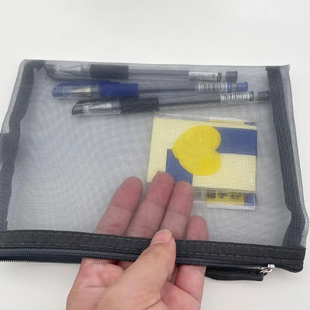 A4 File Holder Space-saving File Storage Bag Durable Nylon Documents Holder with Zipper Closure for School Office Organization