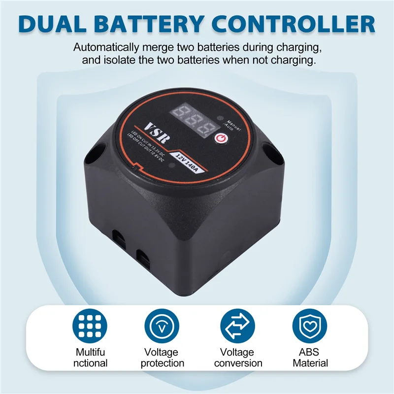 Stable-Voltage Sensitive Split Charge Relay Digital Display VSR 12V 140A For Camper Car RV Yacht Smart Battery Isolator Charge