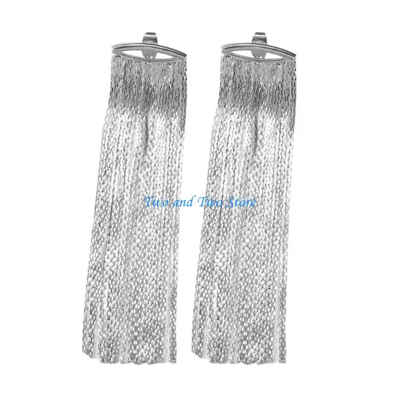 HX6F موضة الأقراط سلسلة طويلة مزاجه شرابات قلادة أقراط مجوهرات الحفلات #5