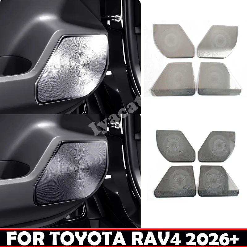 For Toyota RAV4 RAV 4 RAV4 2026 2027 Stainless Steel Car Audio Speaker 4 Door Loudspeaker Panel Cover Trim Interior Accessories