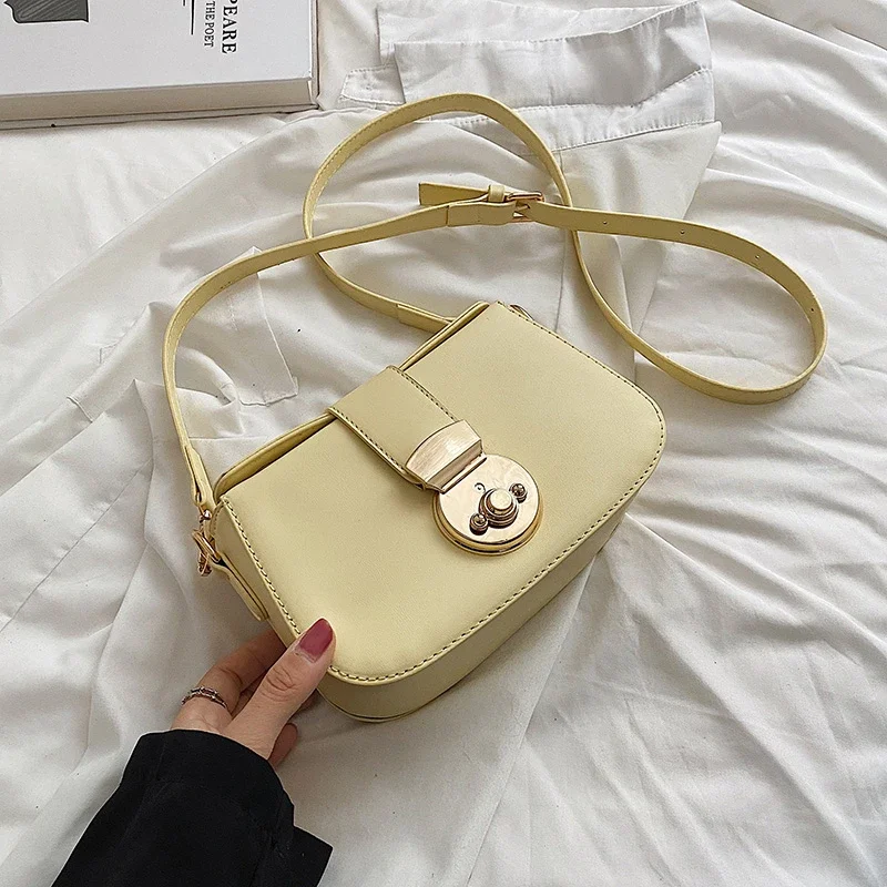 

Minimalist Casual Crossbody Bag - High-End Vintage Messenger With Solid Color Leather & Fashionable Logo