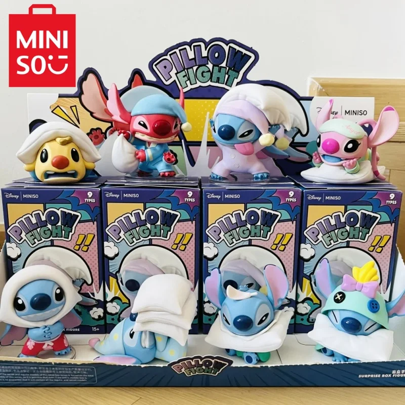 ของแท้ Miniso Disney Stitch หมอน Fight Series กล่องตาบอดอะนิเมะ Kawaii อินเทรนด์เครื่องประดับคอลเลกชันตุ๊กตาของเล่นของขวัญ