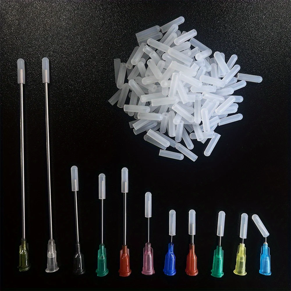50PCS dispensing needle silicone cap, milky white silicone needle protective cap, anti glue leakage/solidification, maintenance