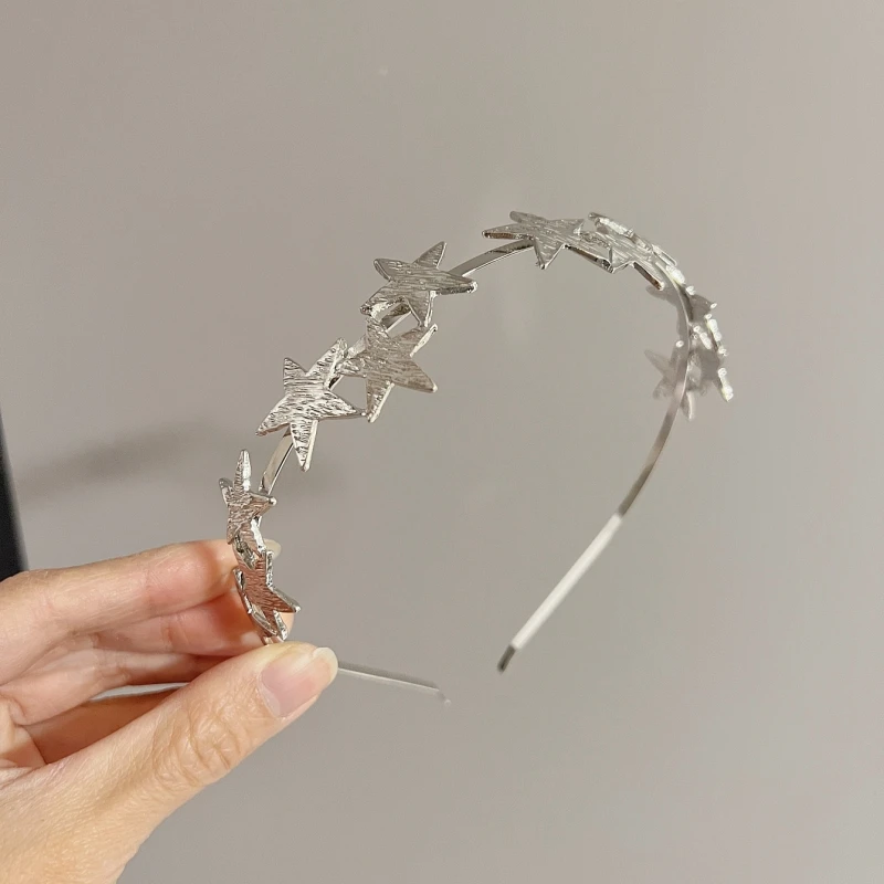 1pc Personalized Retro Fashion Hair Hoops for Women Metal Star Pressed Casual Hair Accessories
