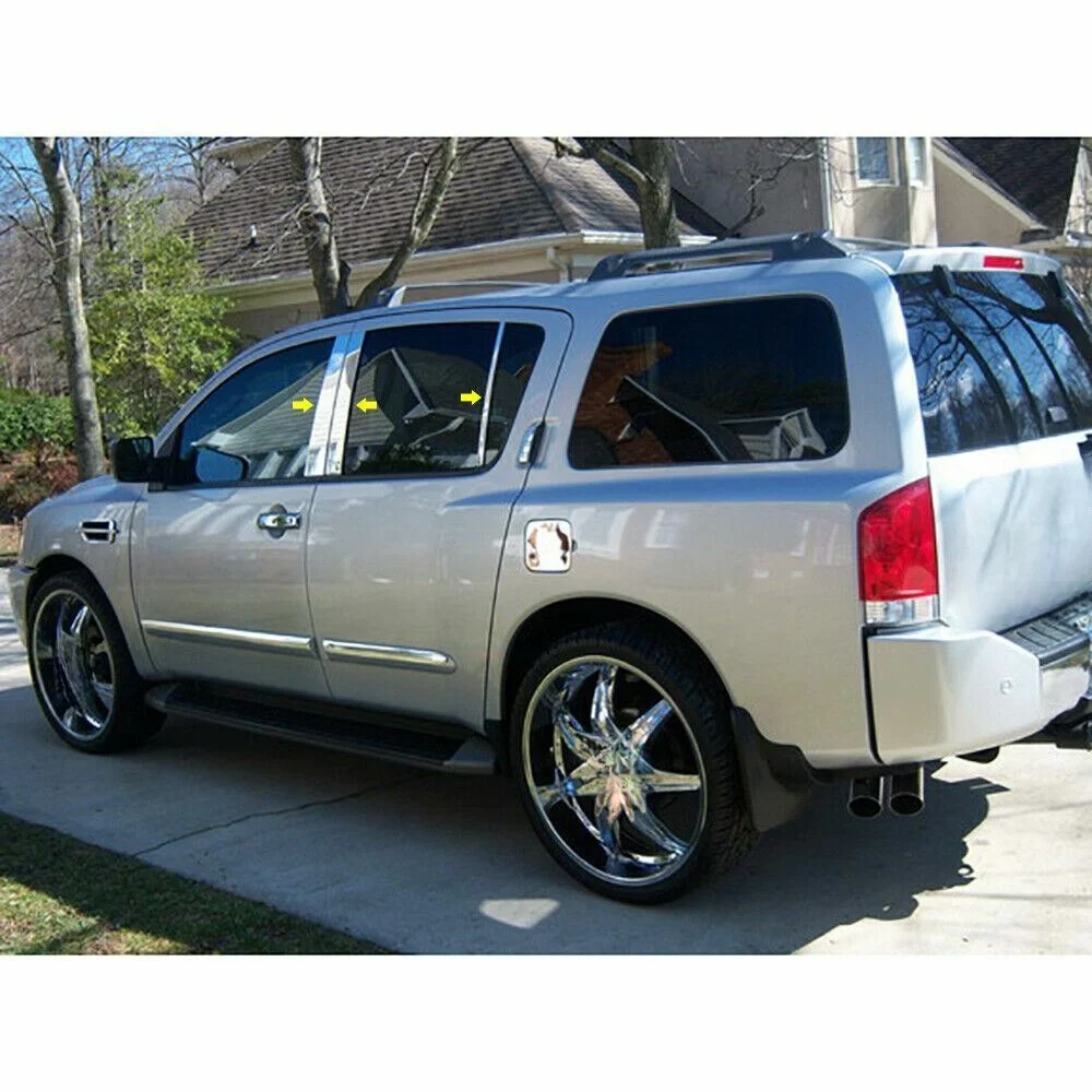 Fit For Nissan Armada 2005-2011 2012 2013 2014 2015 Silvery Pillar Posts Door Trim Window Cover Moulding BC Column Sticker