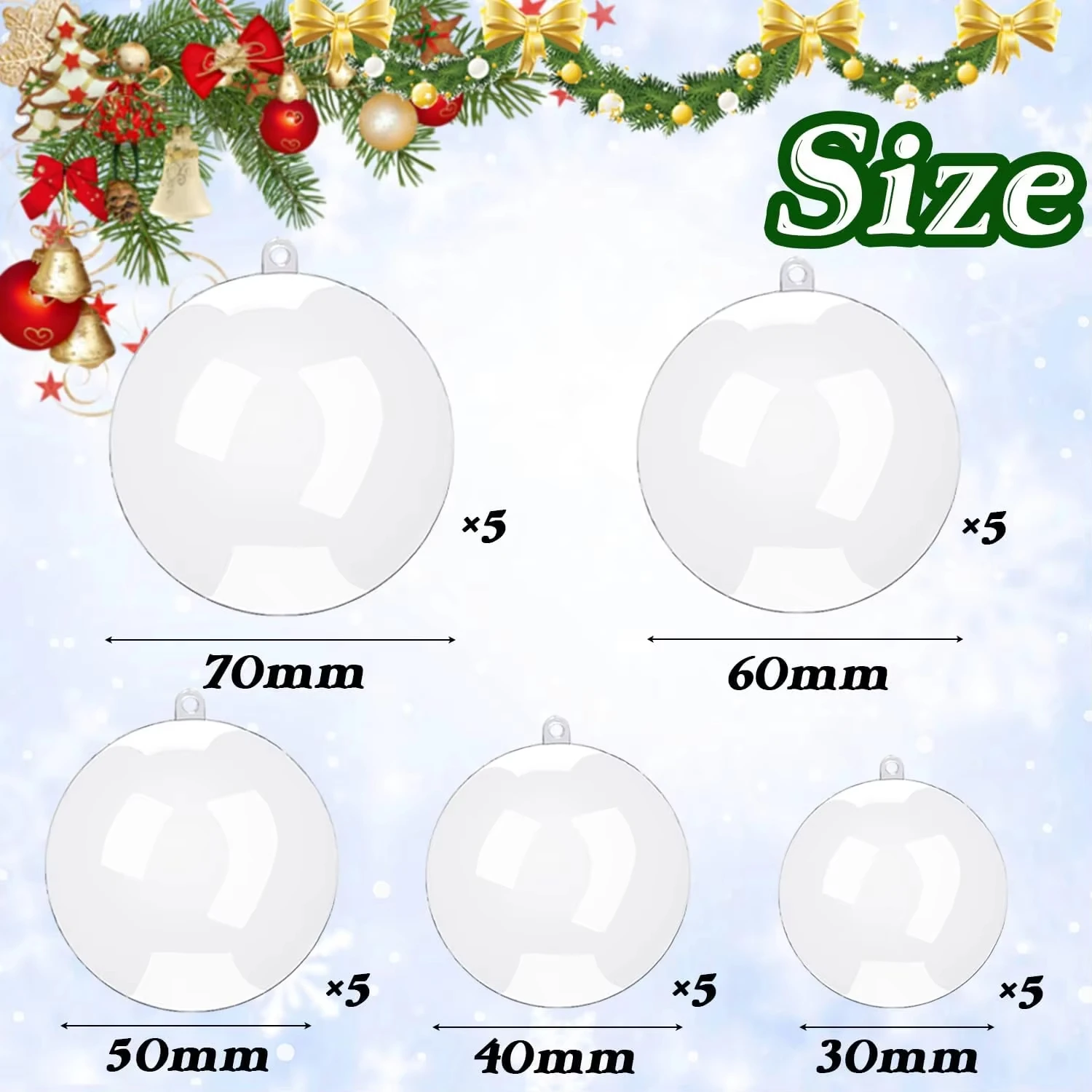 1pcs  Transparent plastic balls with fillable accessories for holiday&Christmas decorations or DIY projects