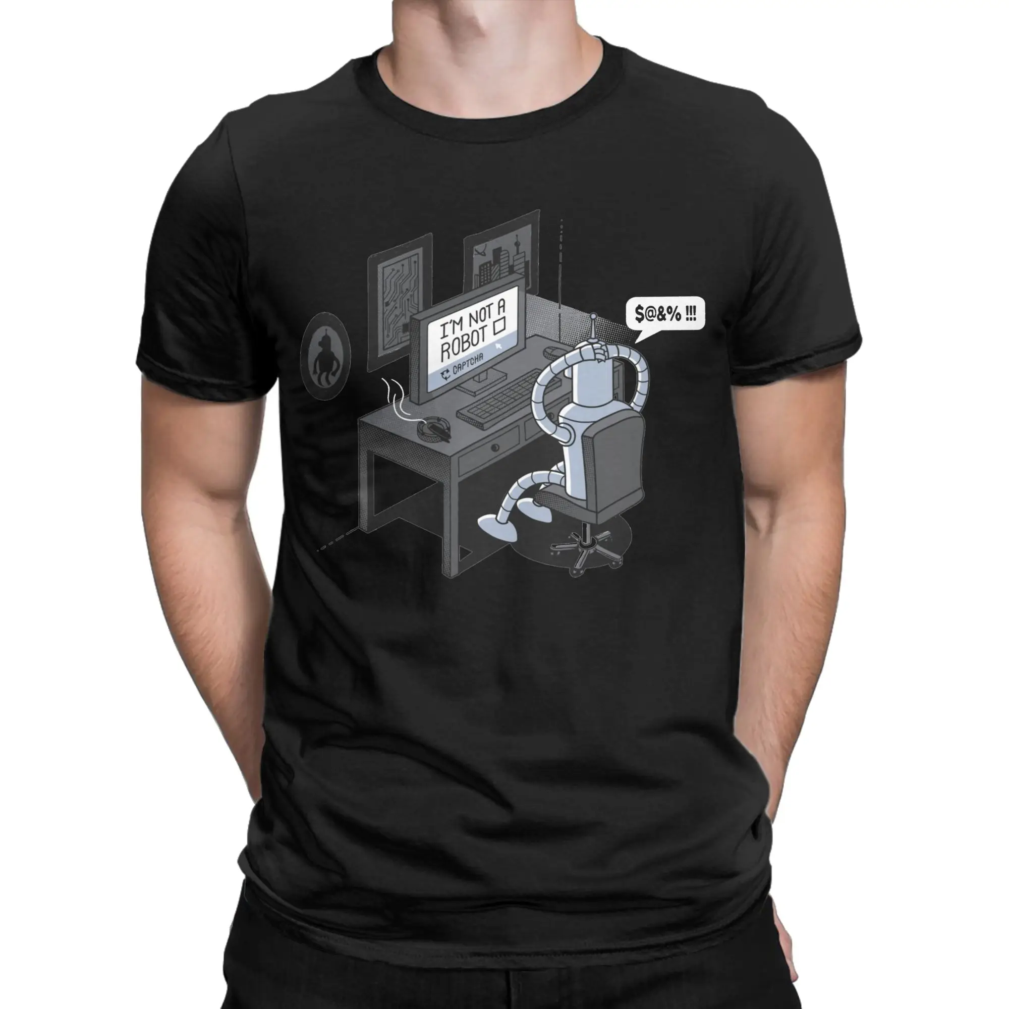 Men Women's I'm Not A Robot Captcha Programmer T Shirt  100% Cotton Clothes Vintage Round Collar Tee Shirt Party T-Shirt