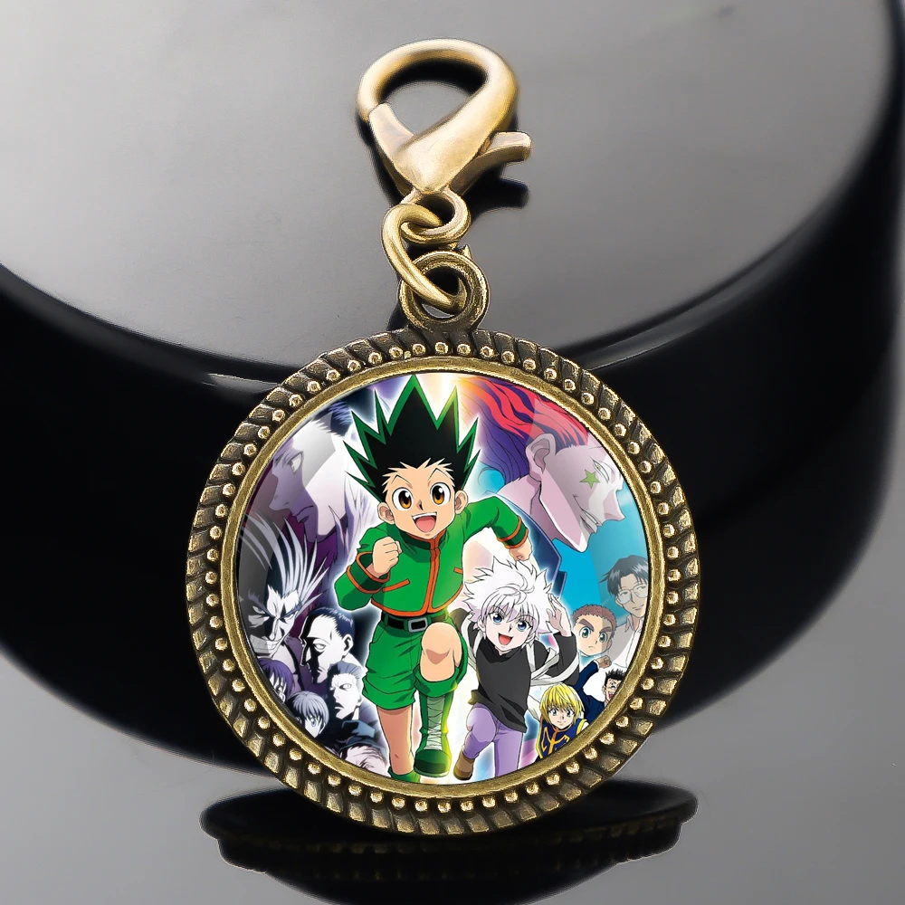 Llaveros de Metal de moda artesanal con diseño de Hunter X Hunter, cúpulas de vidrio redondas, llavero Ideal, regalos de joyería para mujeres